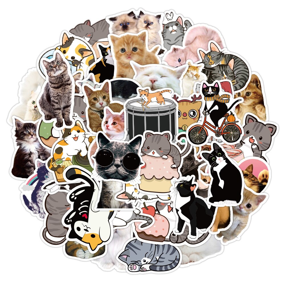 50 Cat Cute Graffiti Stickers Suitcase Skateboard Refrigerator Laptop Stickers - B-J7R