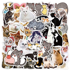 50 Cat Cute Graffiti Stickers Suitcase Skateboard Refrigerator Laptop Stickers